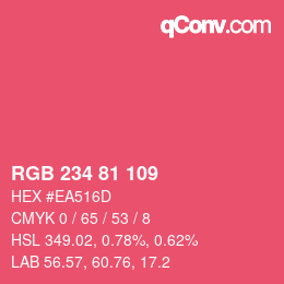 カラーコード: RGB 234 81 109 | qconv.com