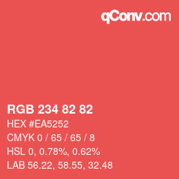 カラーコード: RGB 234 82 82 | qconv.com