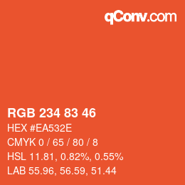 カラーコード: RGB 234 83 46 | qconv.com