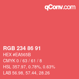 Color code: RGB 234 86 91 | qconv.com