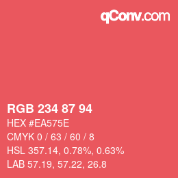 Color code: RGB 234 87 94 | qconv.com