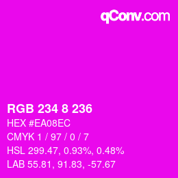 Color code: RGB 234 8 236 | qconv.com