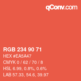 カラーコード: RGB 234 90 71 | qconv.com