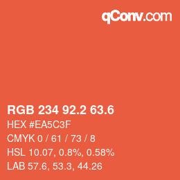 カラーコード: RGB 234 92.2 63.6 | qconv.com
