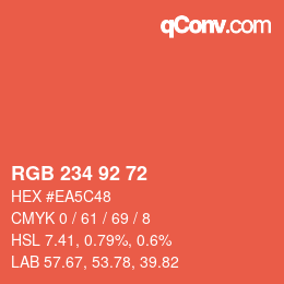 カラーコード: RGB 234 92 72 | qconv.com