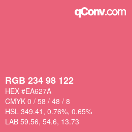 Color code: RGB 234 98 122 | qconv.com