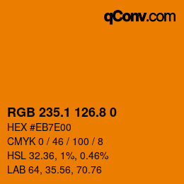 Color code: RGB 235.1 126.8 0 | qconv.com
