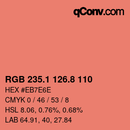カラーコード: RGB 235.1 126.8 110 | qconv.com