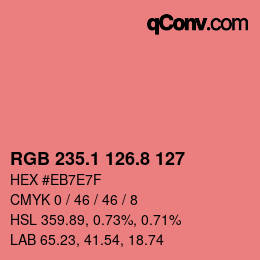 カラーコード: RGB 235.1 126.8 127 | qconv.com