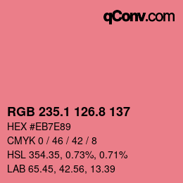 カラーコード: RGB 235.1 126.8 137 | qconv.com