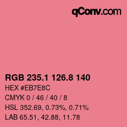 カラーコード: RGB 235.1 126.8 140 | qconv.com