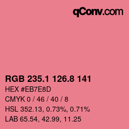 カラーコード: RGB 235.1 126.8 141 | qconv.com