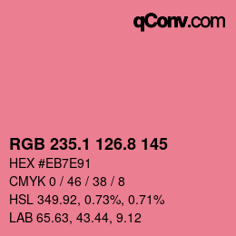 カラーコード: RGB 235.1 126.8 145 | qconv.com