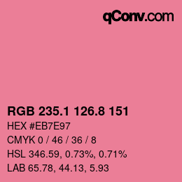 カラーコード: RGB 235.1 126.8 151 | qconv.com