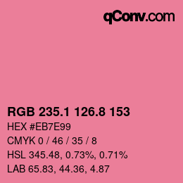 カラーコード: RGB 235.1 126.8 153 | qconv.com