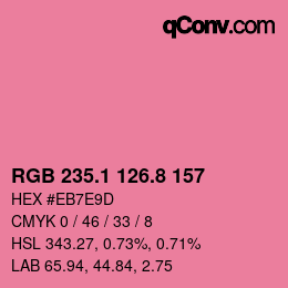カラーコード: RGB 235.1 126.8 157 | qconv.com