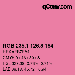 カラーコード: RGB 235.1 126.8 164 | qconv.com