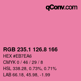 カラーコード: RGB 235.1 126.8 166 | qconv.com