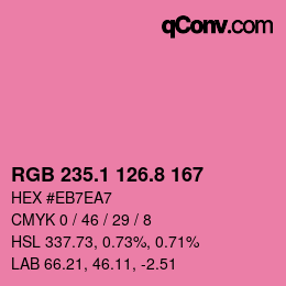 カラーコード: RGB 235.1 126.8 167 | qconv.com