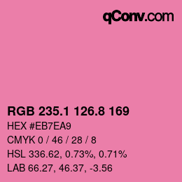 カラーコード: RGB 235.1 126.8 169 | qconv.com