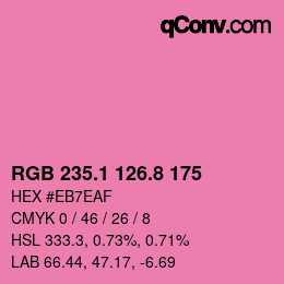 カラーコード: RGB 235.1 126.8 175 | qconv.com