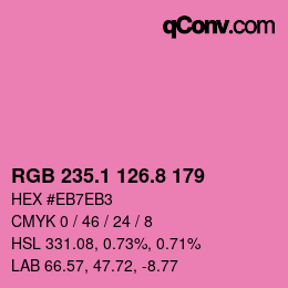カラーコード: RGB 235.1 126.8 179 | qconv.com