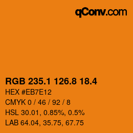 カラーコード: RGB 235.1 126.8 18.4 | qconv.com