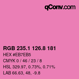 カラーコード: RGB 235.1 126.8 181 | qconv.com