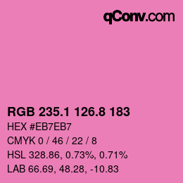 カラーコード: RGB 235.1 126.8 183 | qconv.com