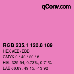 カラーコード: RGB 235.1 126.8 189 | qconv.com