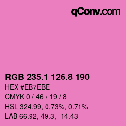 カラーコード: RGB 235.1 126.8 190 | qconv.com