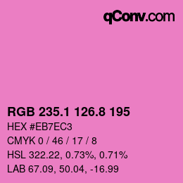 カラーコード: RGB 235.1 126.8 195 | qconv.com