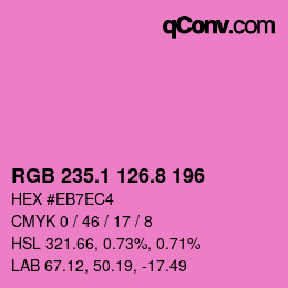 カラーコード: RGB 235.1 126.8 196 | qconv.com