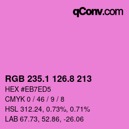 カラーコード: RGB 235.1 126.8 213 | qconv.com