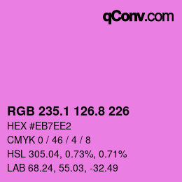 カラーコード: RGB 235.1 126.8 226 | qconv.com