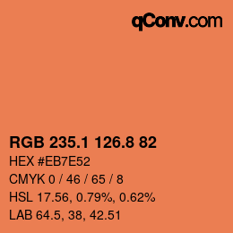 カラーコード: RGB 235.1 126.8 82 | qconv.com