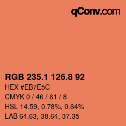 カラーコード: RGB 235.1 126.8 92 | qconv.com