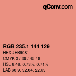 カラーコード: RGB 235.1 144 129 | qconv.com