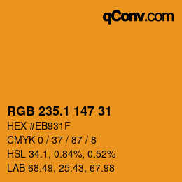 カラーコード: RGB 235.1 147 31 | qconv.com