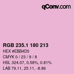 カラーコード: RGB 235.1 180 213 | qconv.com