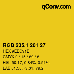 カラーコード: RGB 235.1 201 27 | qconv.com
