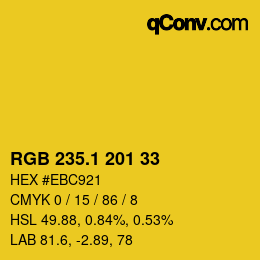 カラーコード: RGB 235.1 201 33 | qconv.com