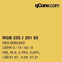 カラーコード: RGB 235.1 201 93 | qconv.com