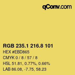 カラーコード: RGB 235.1 216.8 101 | qconv.com