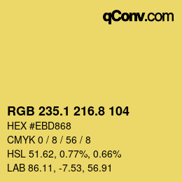 カラーコード: RGB 235.1 216.8 104 | qconv.com