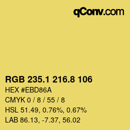 カラーコード: RGB 235.1 216.8 106 | qconv.com