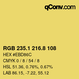 カラーコード: RGB 235.1 216.8 108 | qconv.com