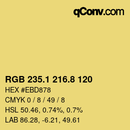 カラーコード: RGB 235.1 216.8 120 | qconv.com