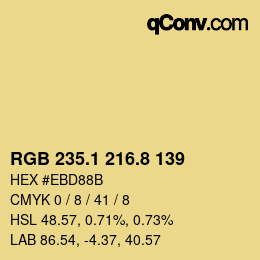 カラーコード: RGB 235.1 216.8 139 | qconv.com