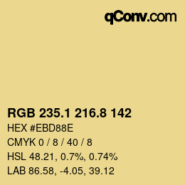 カラーコード: RGB 235.1 216.8 142 | qconv.com